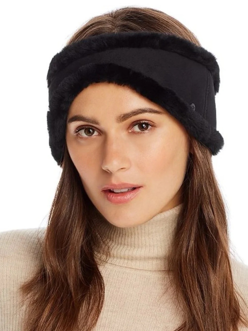 Black Faux Fur Trim Headband - Women Accessories
